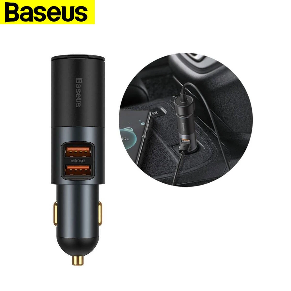 Baseus Share Together Quick Charge Car Charger with Cigarette Lighter U+C 120W